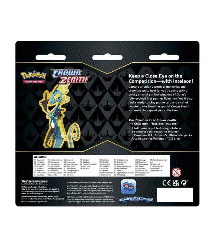 Crown Zenith Inteleon Pin Collection - Pokémon TCG